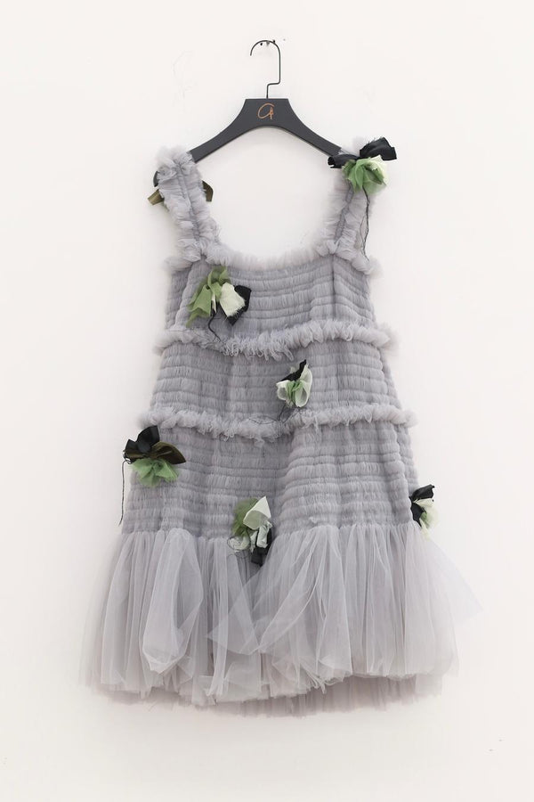 CAROLINE HU Flower A-Line Dress SS22GYD07 Grey PCH7